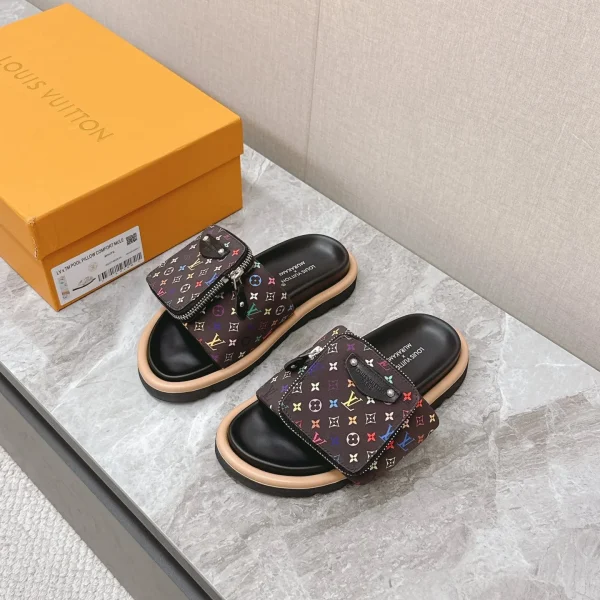 Mules Louis Vuitton coloris noir coloris multicolore toile confort – pour femme — réplique