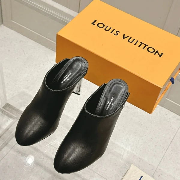 Mules Louis Vuitton coloris noir cuir talons – pour femme — réplique