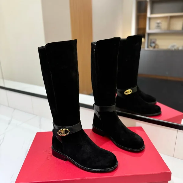 Bottes Valentino coloris noir daim bandoulière – pour femme — réplique