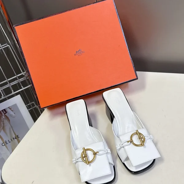 Chaussures à talon Hermès coloris blanc cuir – pour femme — réplique