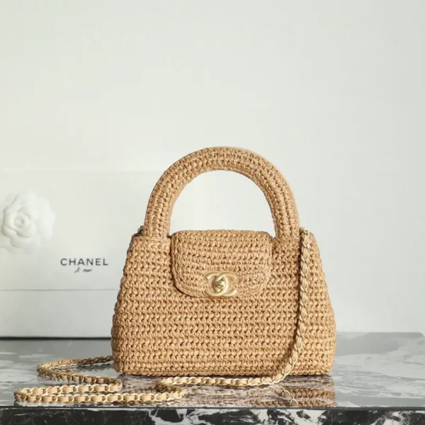 Sac Chanel tressé raphia Kelly rabat — réplique