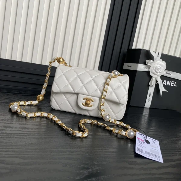 Sac Chanel mini rabat à anse supérieure perle chaîne — réplique