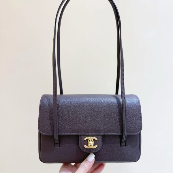 Chanel Preppy Coco 26 sac marron foncé — réplique