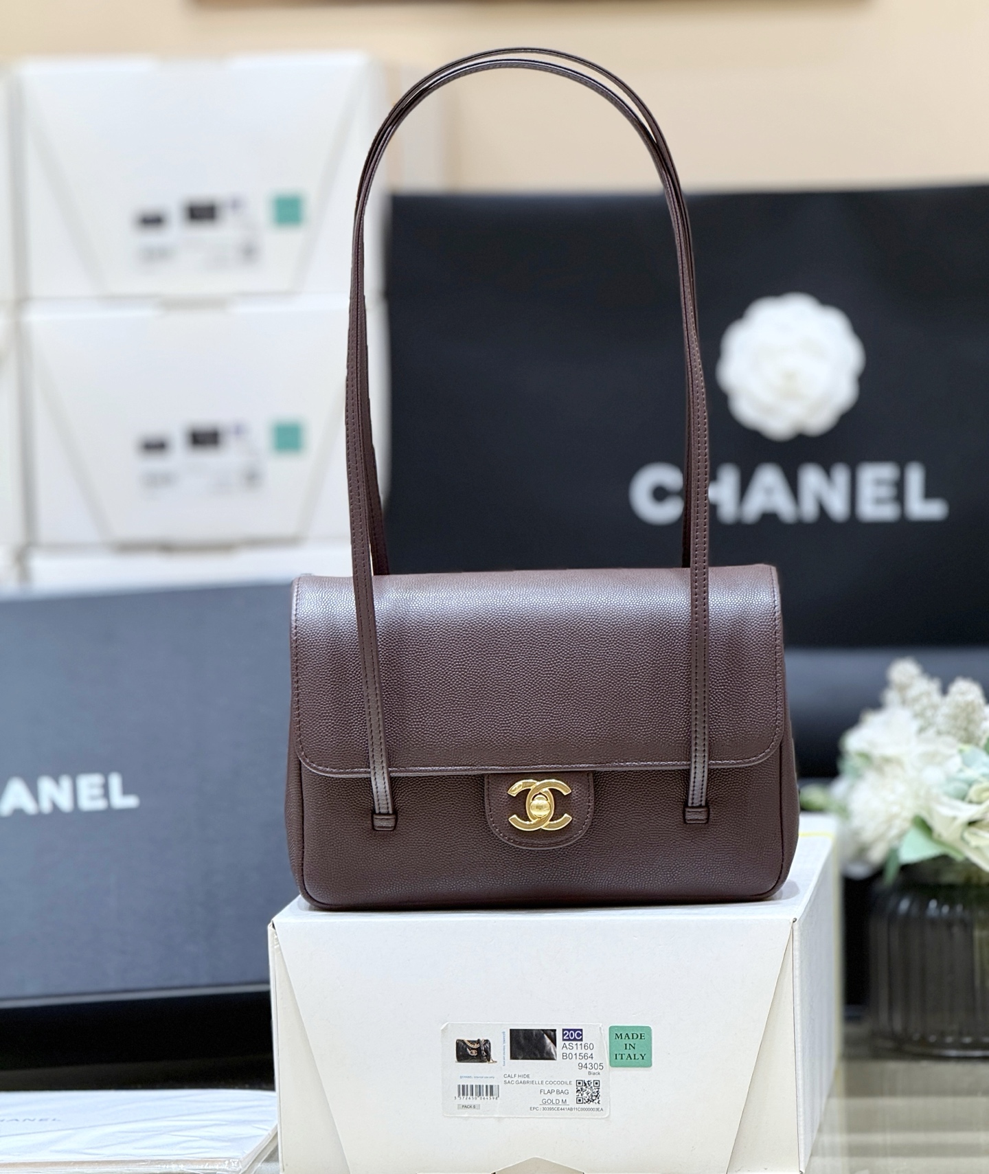 Chanel Preppy Coco 26 sac marron foncé — réplique – Image 6