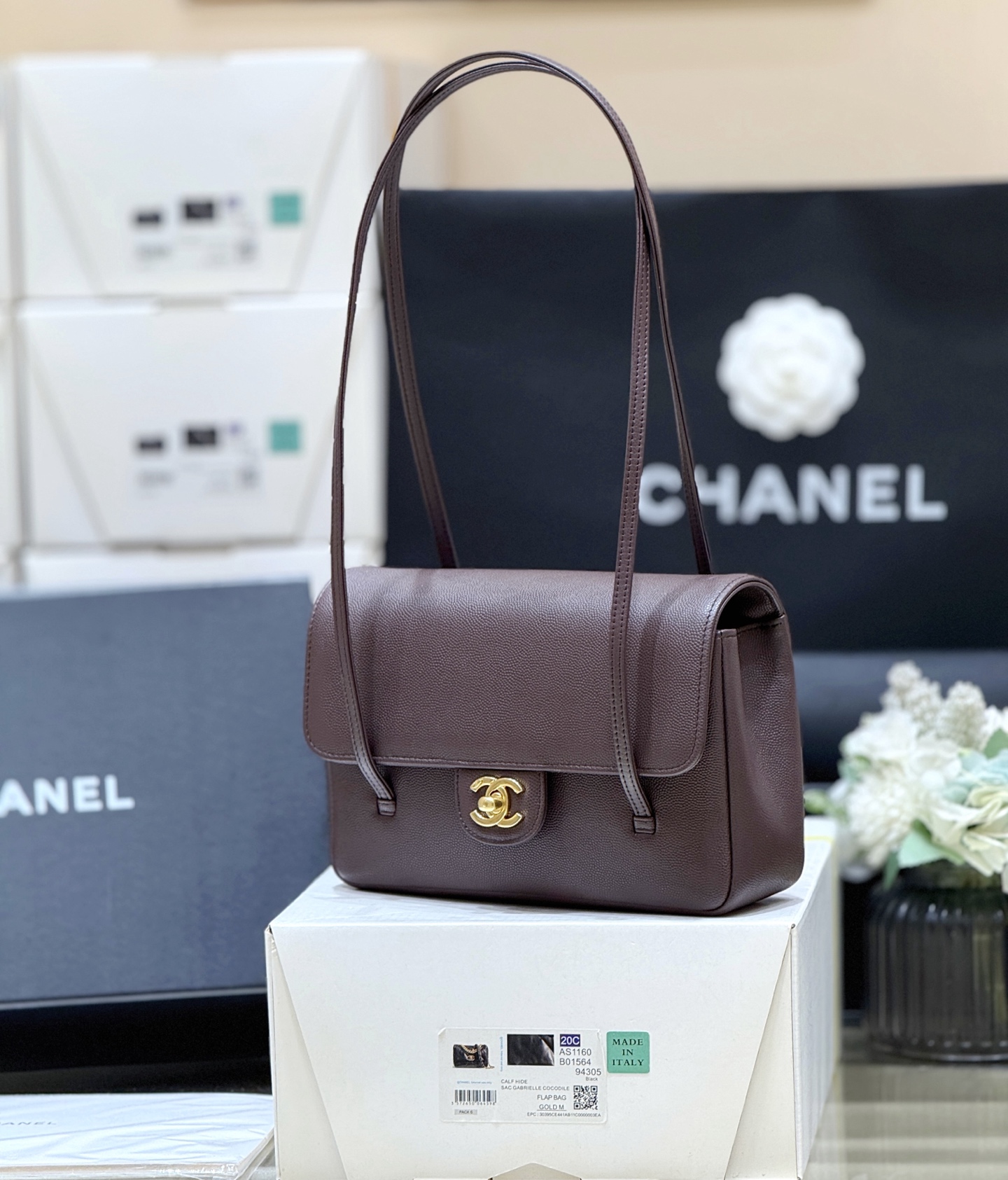 Chanel Preppy Coco 26 sac marron foncé — réplique – Image 7