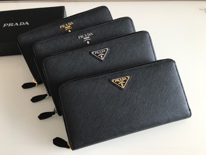 Prada Saffiano Long Zipper portefeuille noir — réplique
