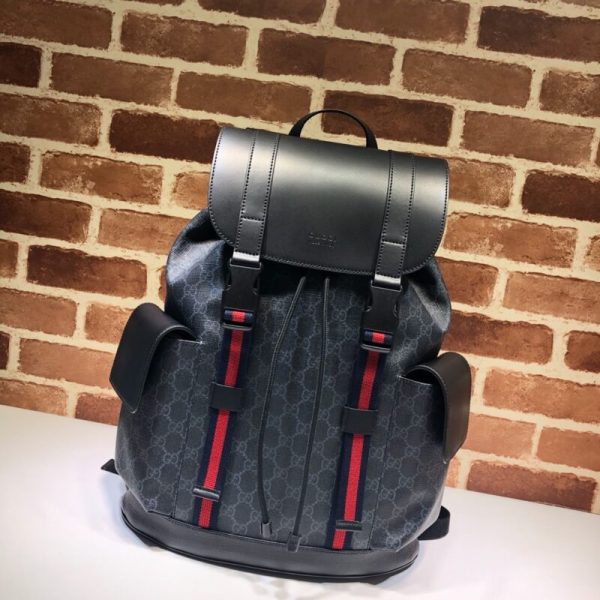Gucci grand format Web sac à dos noir — réplique