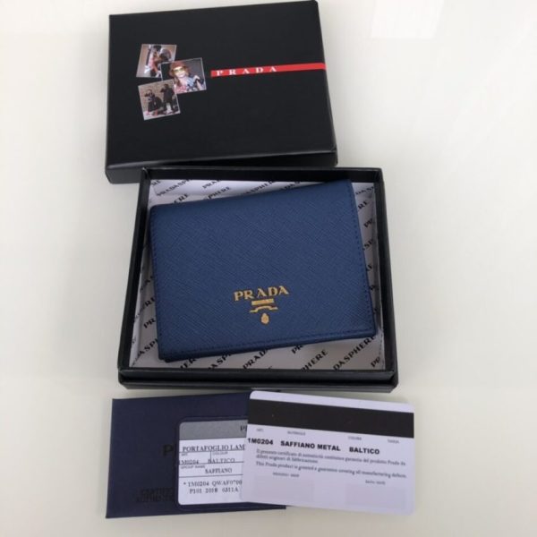 Prada Saffiano Two Fold portefeuille bleu — réplique