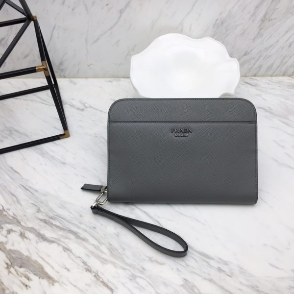 Prada Saffiano New pochette gris — réplique
