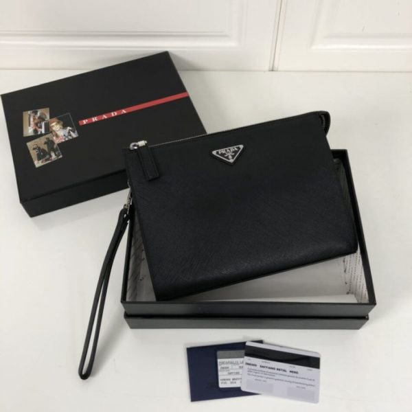 Prada Saffiano pochette argenté — réplique