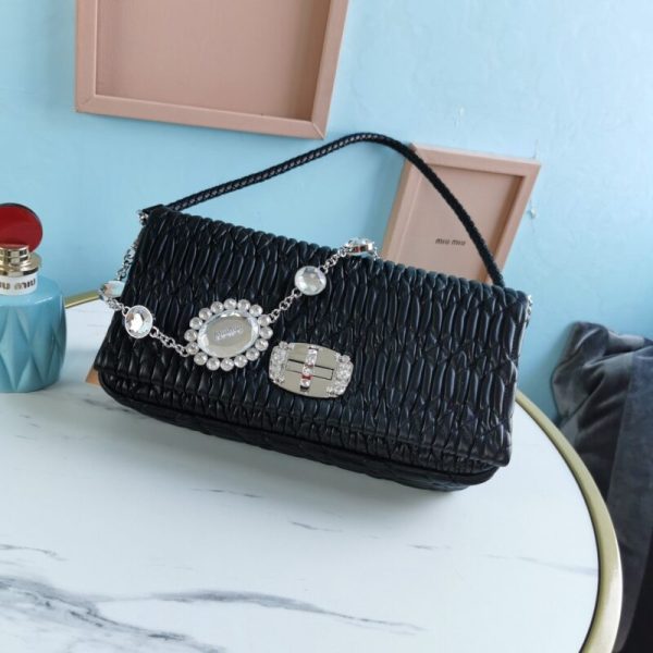 Miu Miu Crystal Handbag noir — réplique