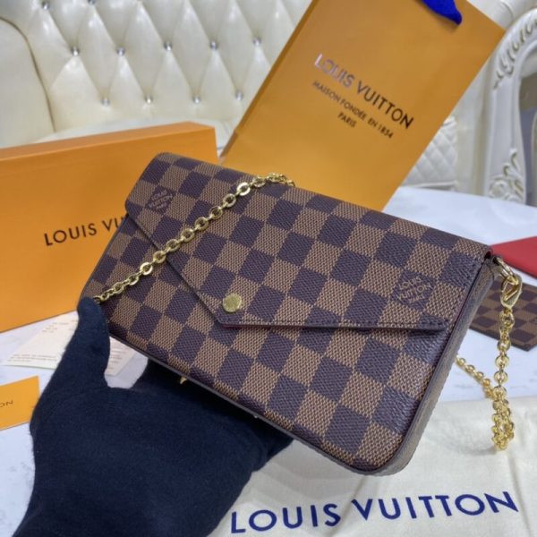 Louis Vuitton Félicie Pochette marron Grid — réplique