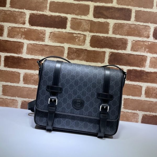 Gucci GG Supreme sac porté épaule noir — réplique