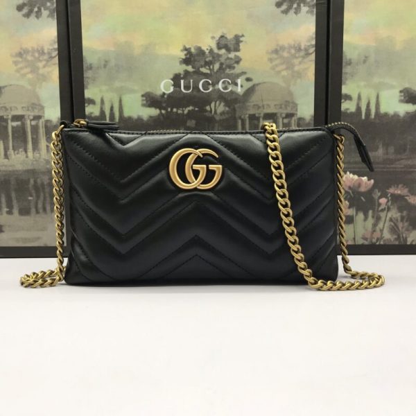 Gucci Marmont Matelasse portefeuille On Chain noir — réplique