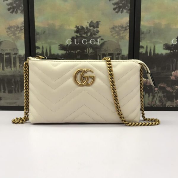 Gucci Marmont Matelasse portefeuille On Chain blanc — réplique