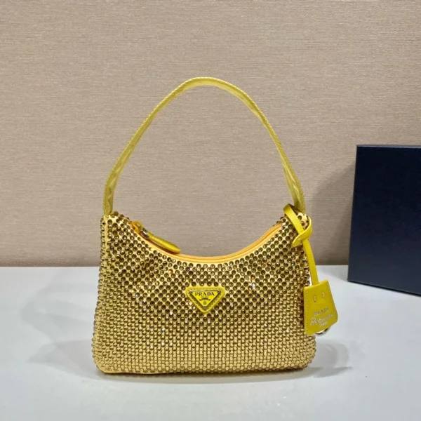 Sac scintillant HOBO 23 en coloris jaune NYLON attaché FULLY cristaux — réplique