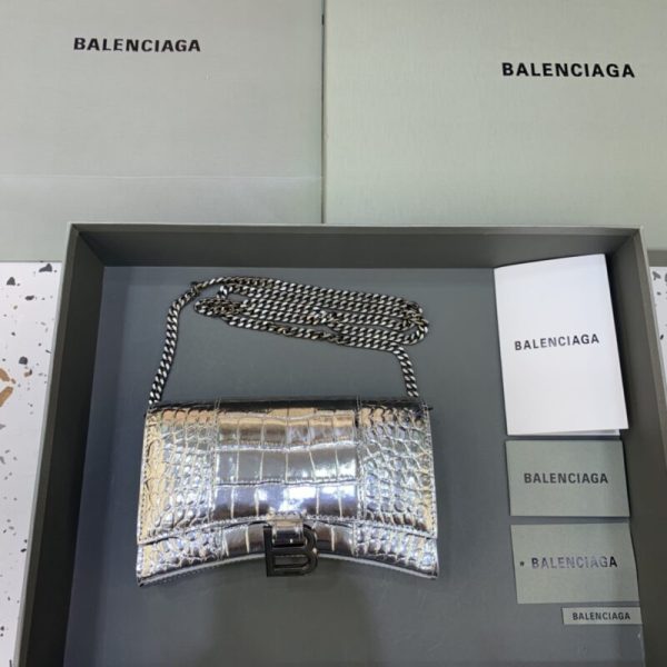 Balenciaga Hourglass On Chain argenté — réplique