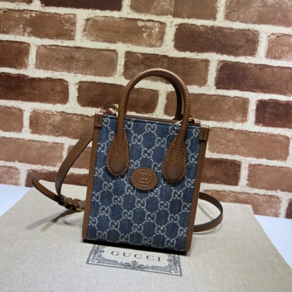 Gucci Ophidia Mini cabas bleu Denim — réplique