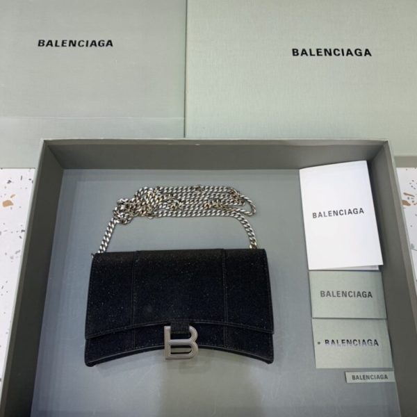 Balenciaga Hourglass On Chain Shine noir — réplique