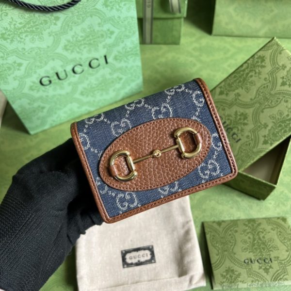 Gucci Horsebit 1955 portefeuille Denim bleu — réplique