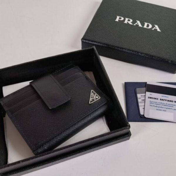 Prada Saffiano Two Fold portefeuille argenté — réplique