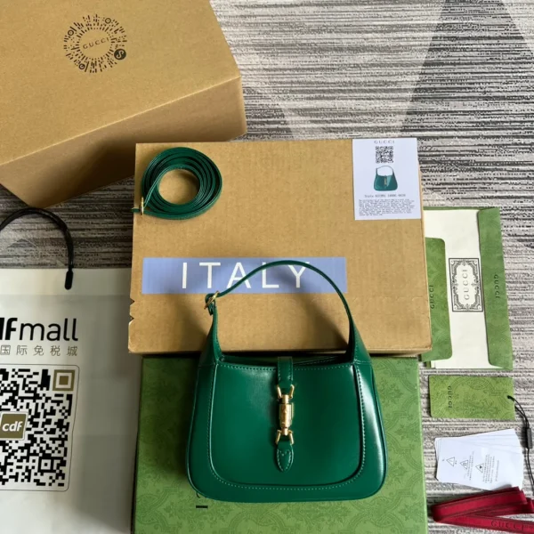 Sac porté épaule GG JACKIE mini 19 en coloris vert forêt cuir de veau — réplique