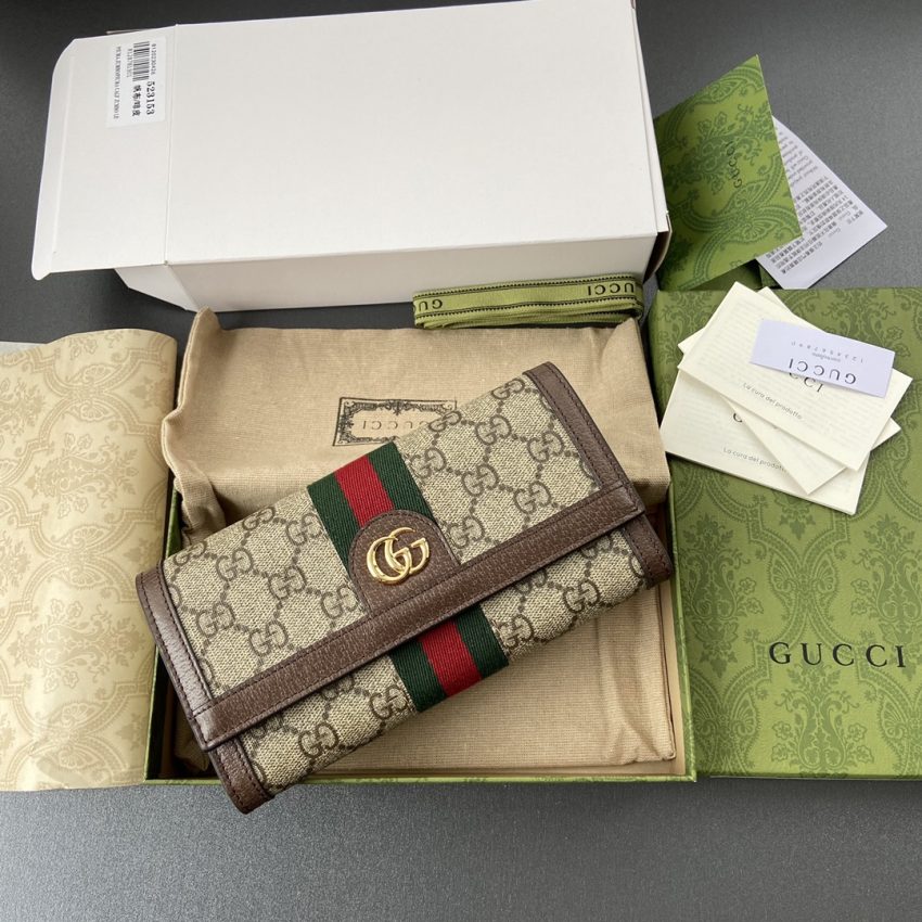 Gucci Ophidia Long portefeuille marron — réplique
