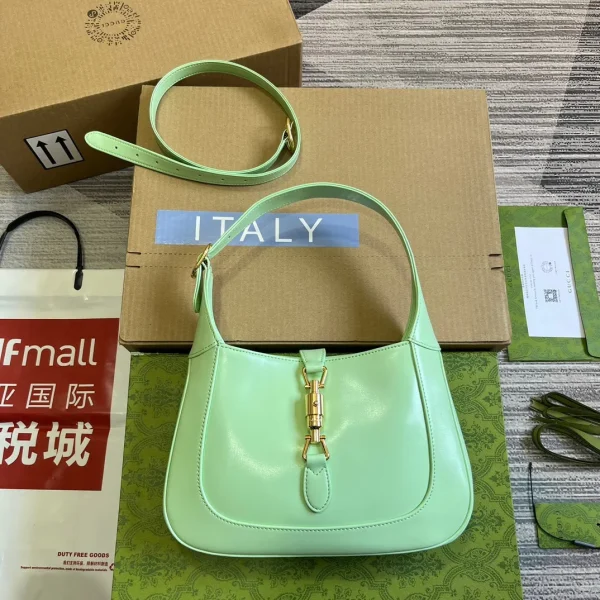 Sac porté épaule GG JACKIE petit format 28 en clair coloris vert cuir de veau — réplique