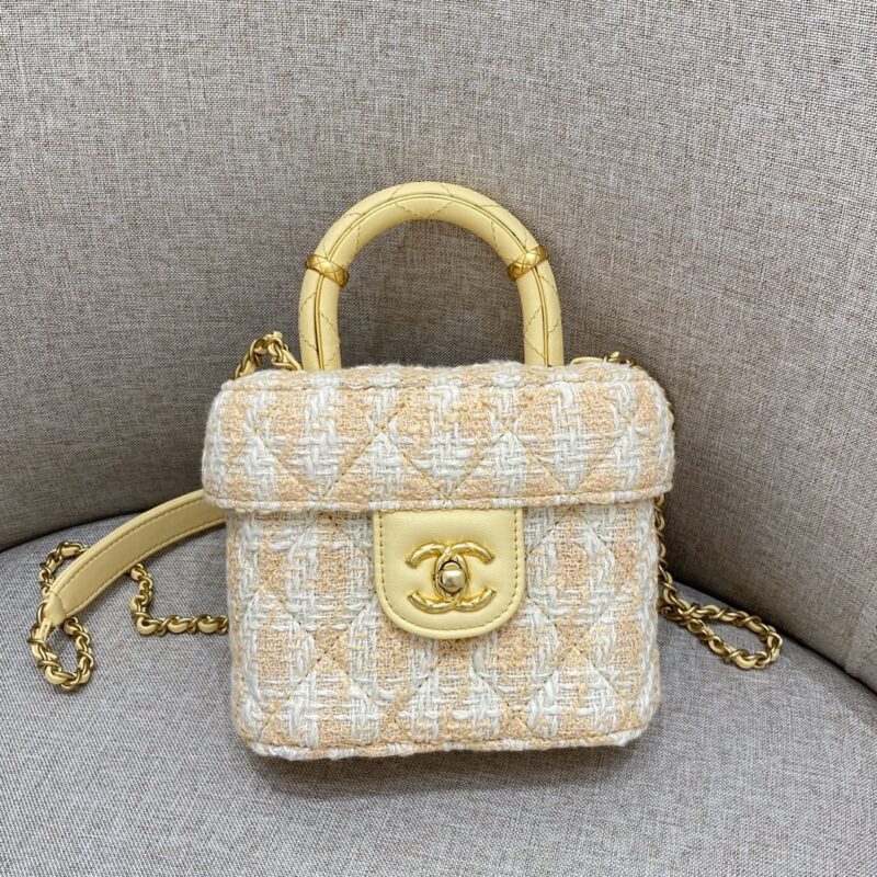 CHANEL Tweed Handle Crush petit format Apricot — réplique