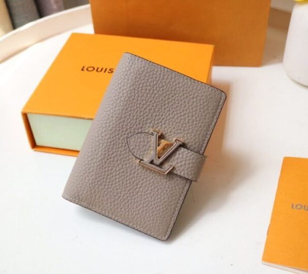 Louis Vuitton Vertical Compact portefeuille Beige — réplique