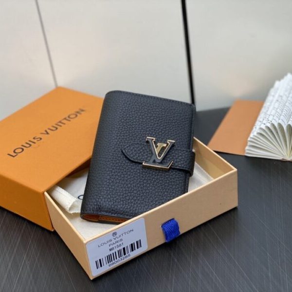 Louis Vuitton Vertical Compact portefeuille noir — réplique