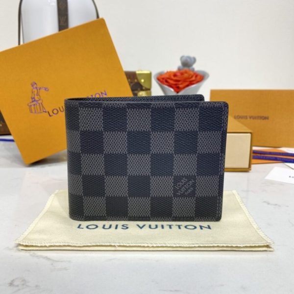 Louis Vuitton Multiple portefeuille noir Grid — réplique