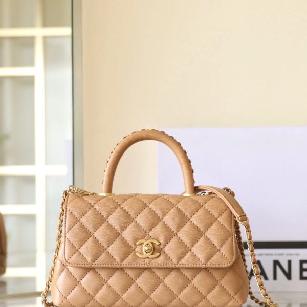Chanel Coco avec poignée petit format marron — réplique