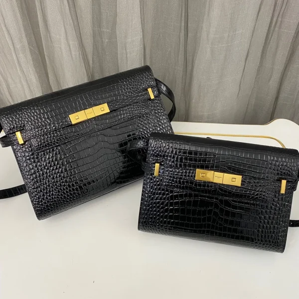 Sac porté épaule Saint Laurent Manhattan effet crocodile-embossé — réplique