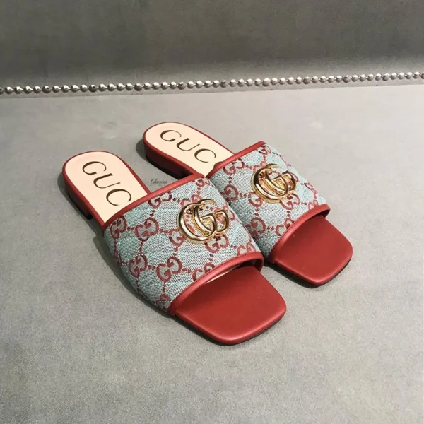 Sandales Gucci GG Matelassé toile plat — réplique