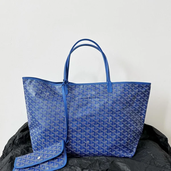 Cabas Goyard coloris bleu Goyardine toile & Chevroches cuir de veau Saint Louis PM — réplique