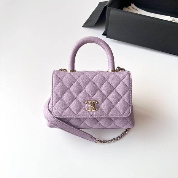 Chanel Coco avec poignée petit format violet — réplique