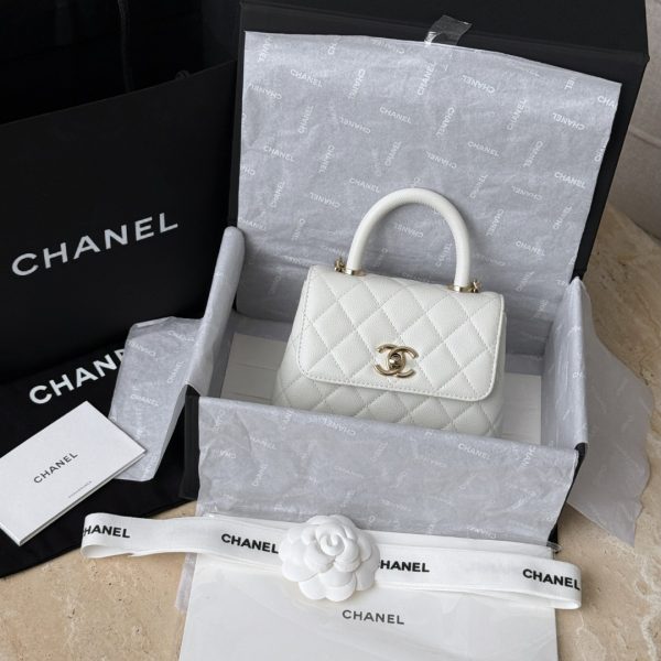 Chanel Coco avec poignée petit format blanc — réplique