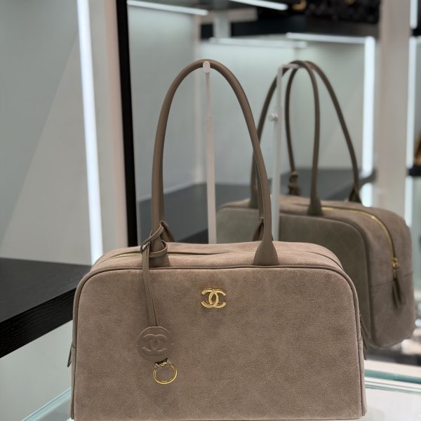 Chanel grand format Bowling sac daim Tan — réplique