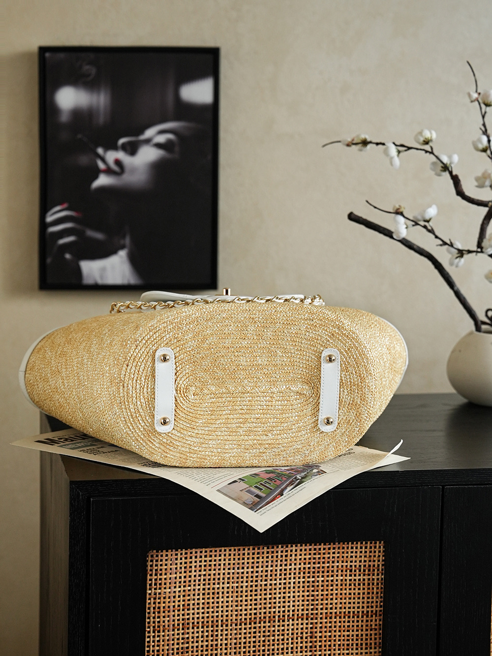 Chanel grand format Shopping Raffia cabas blanc — réplique – Image 2