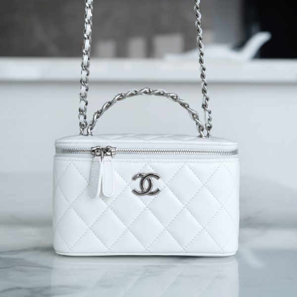 Chanel Vanity Metal avec poignée blanc — réplique