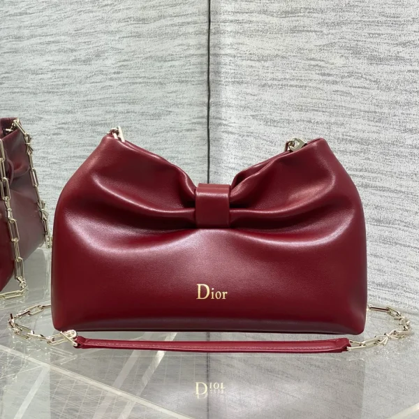 Sac Dior nœud petit format coloris bordeaux — réplique
