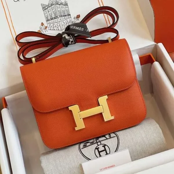 Sac à main HN Epsom doré coloris orange 19 cm — réplique