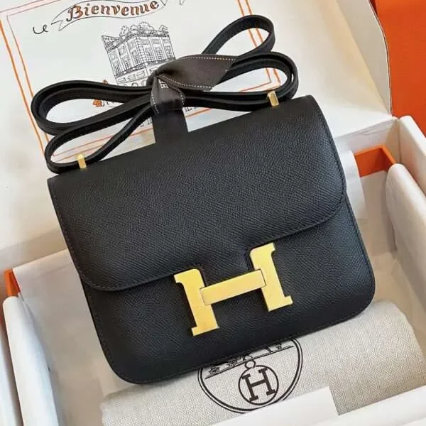 Sac à main HN Epsom doré coloris noir 19 cm — réplique