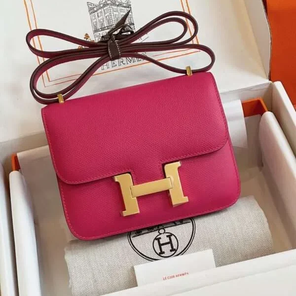 Sac HN Epsom, coloris rose fuchsia, finitions dorées, 19 cm — réplique