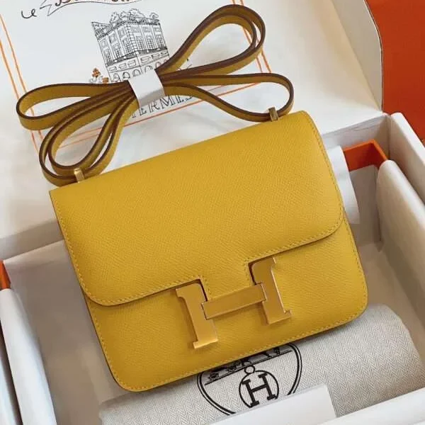 Sac à main HN Epsom doré coloris jaune 19 cm — réplique