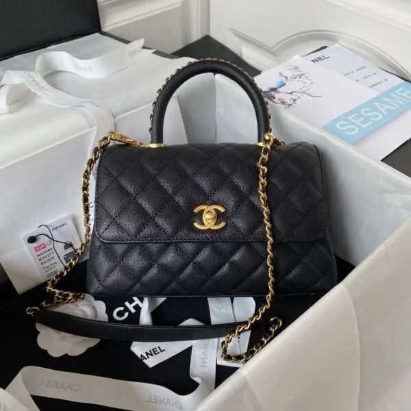 Sac à main Chanel Coco effet lézard peau coloris noir 24 cm – pour femme — réplique