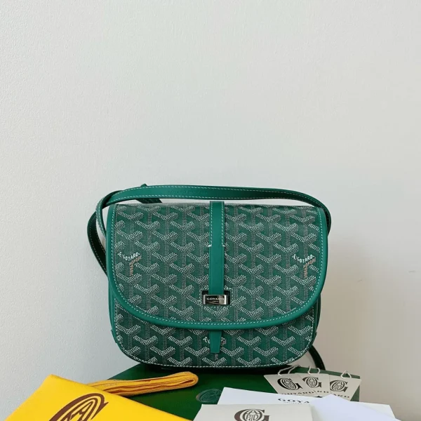 Sac à main Goyard coloris vert avec motif 22 × 16 × 7 cm — réplique