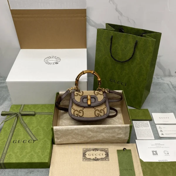 Sac Gucci bambou bandoulière avec marque logo motif 17 cm — réplique