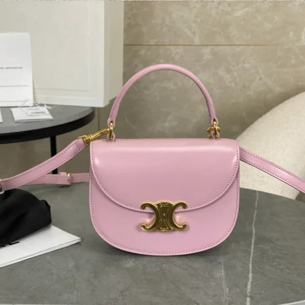 Modèle Céline anse brillant froissé cuir coloris rose 15.5 × 11.5 × 5 cm — réplique